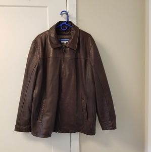 Men's Brown Leather Coat Sz XL